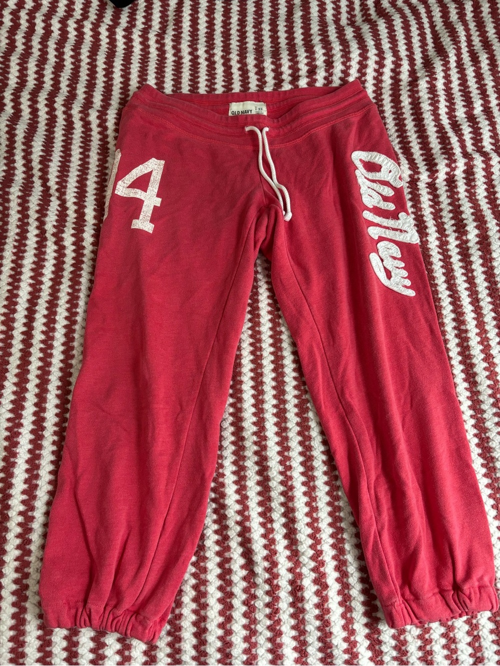 Vintage Old Navy Hot Pink Girls' Jogger Sweatpants with White Applique
